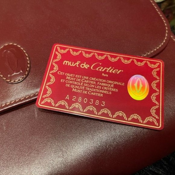 Cartier EUC VINTAGE Wine Leather Clutch, Mini Document Portfolio Bag - Picture 3 of 10
